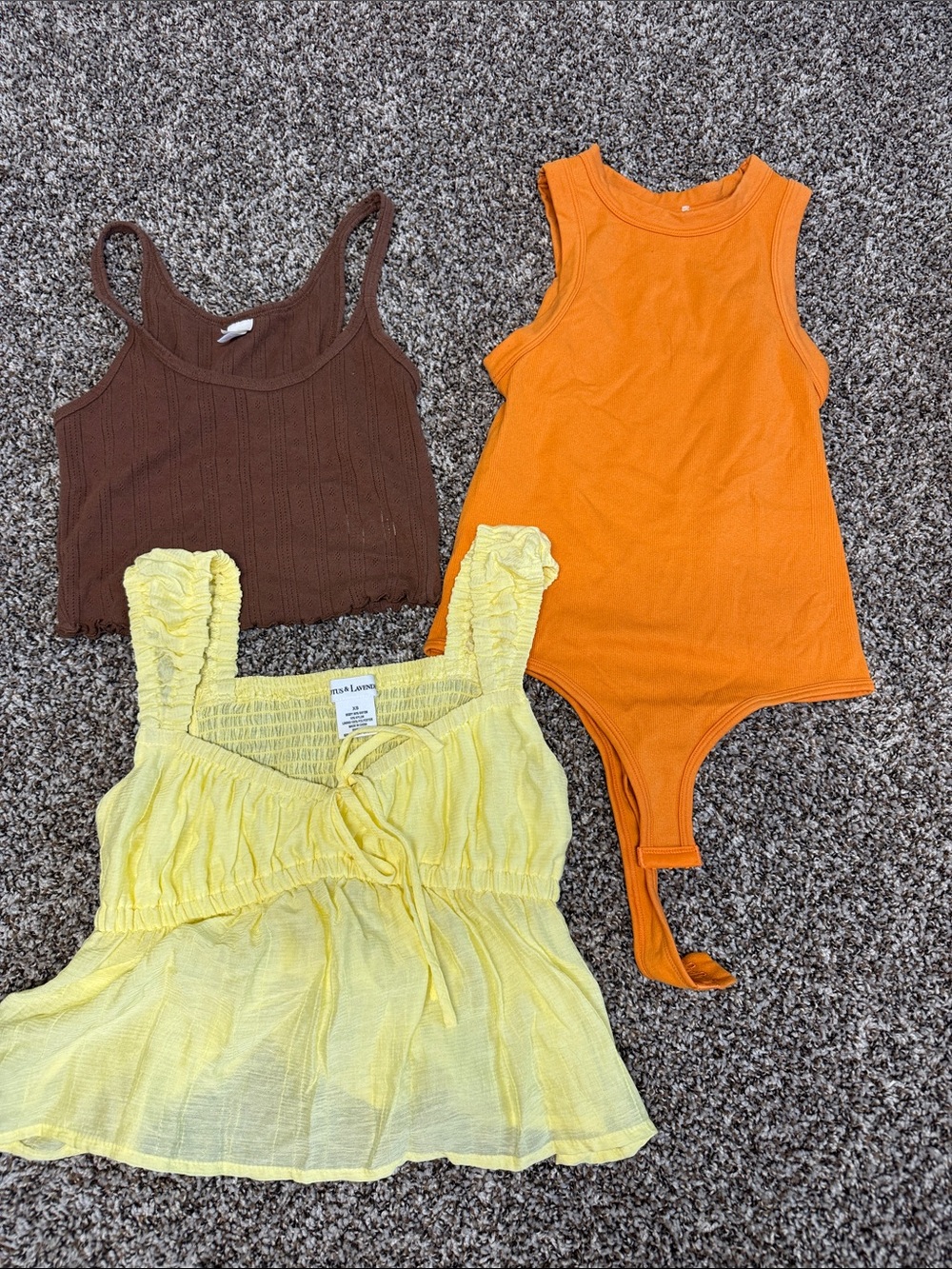 Colsie Orange Ribbed Tank Bodysuit
